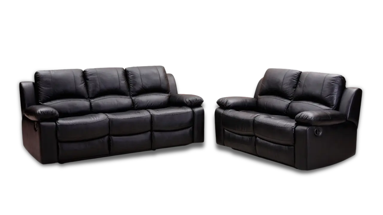 Conjunto de sofás de piel marrón